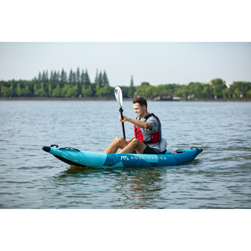 Side view of a kayaker on a BETTA-312 Recreational Inflatable Kayak