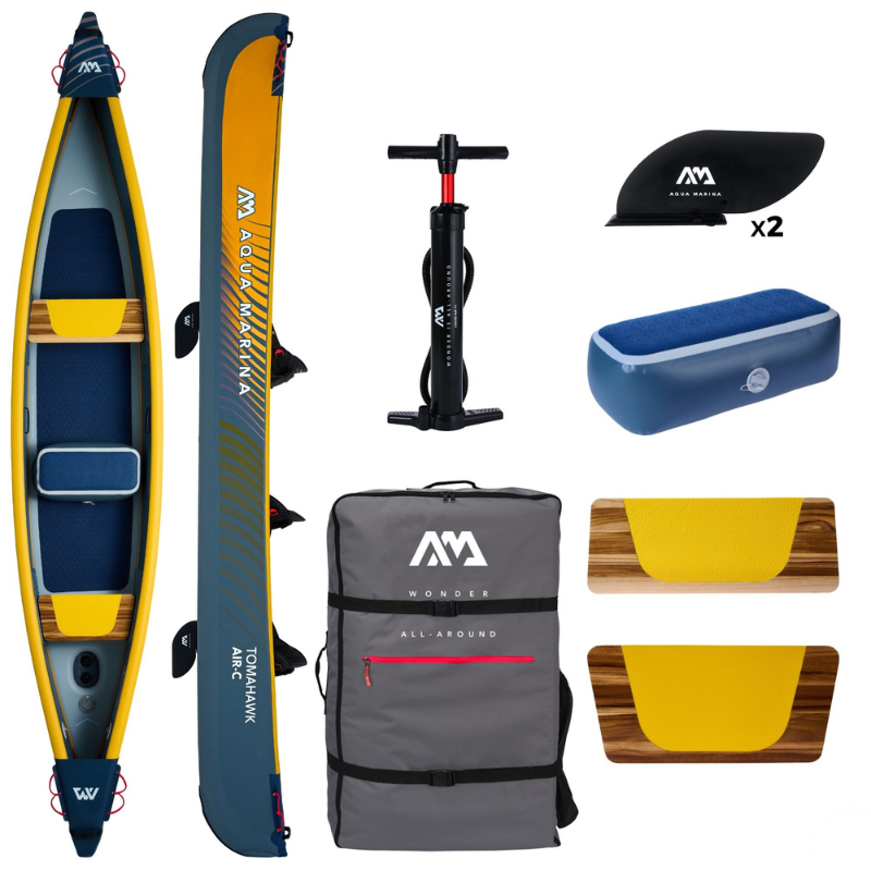 Aqua Marina - Tomahawk AIR-C High-Pressure Speed Canoe for 3 Person with all accessories