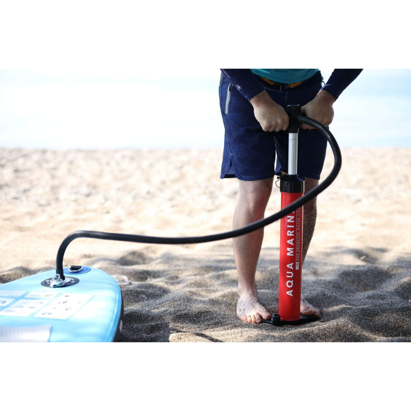 Aqua Marina 18'1" Mega Inflatable Paddle Board being inflated by a hand pump