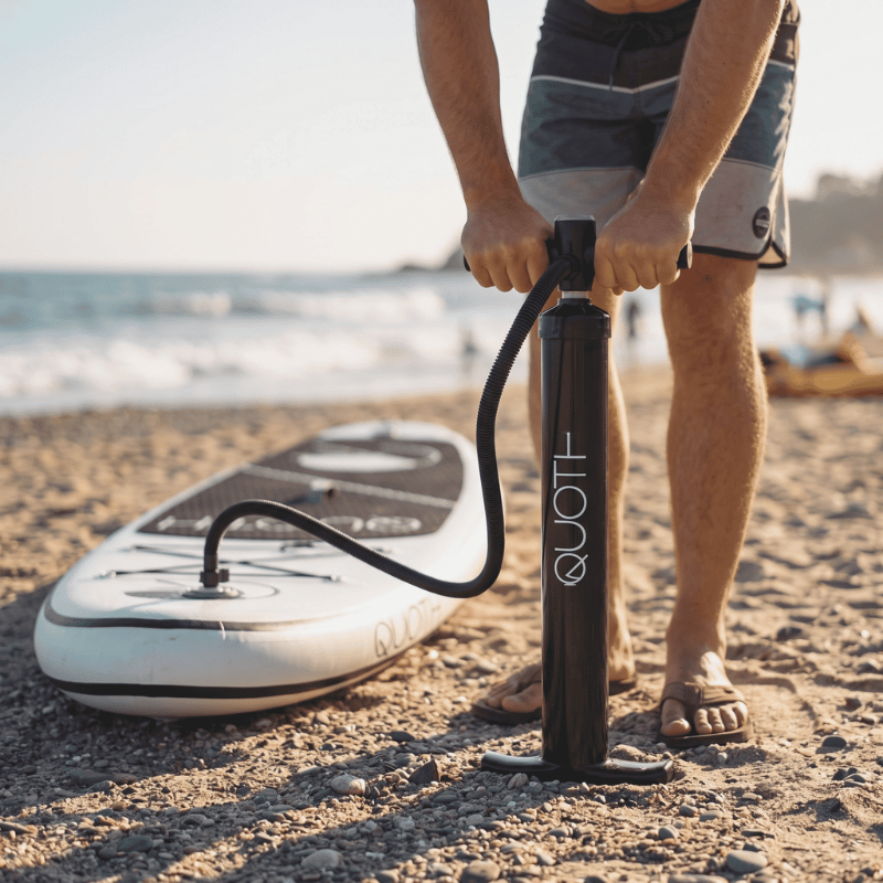 Lifestyle Image of Quoth Single Chamber Hand Pump for Inflatable Paddleboards