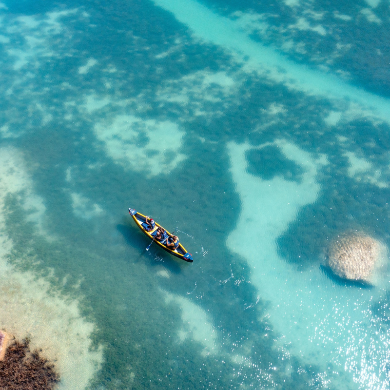 Overhead view of Aqua Marina - Tomahawk AIR-C High-Pressure Speed Canoe for 3 Person