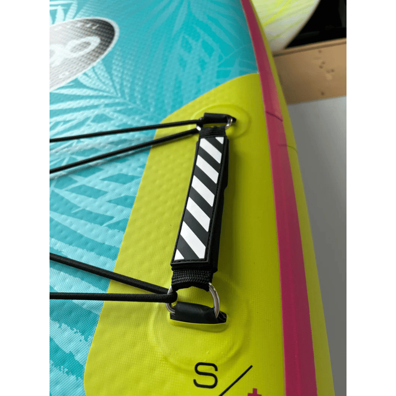 POP Yacht Hopper 11' Inflatable Touring Paddle Board SUP – Turq/Neon/Pink Deck Closeup
