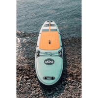 Thumbnail for POP Yacht Hopper 11' Inflatable Touring Paddle Board SUP with Cooler Mount – Mint/Teak/Blue Lifestyle Photo