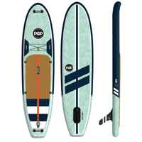 Thumbnail for POP Yacht Hopper 11' Inflatable Touring Paddle Board SUP with Cooler Mount – Mint/Teak/Blue