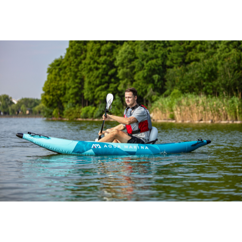A happy man on BETTA-312 Recreational Inflatable Kayak - Blue