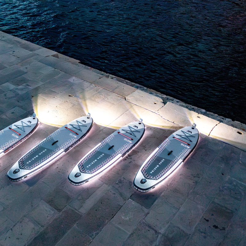 Aqua Marina GLOW 10'4" All-Around Inflatable Stand Up Paddle Board (iSup) with Ambient Light System - SUP Paddle