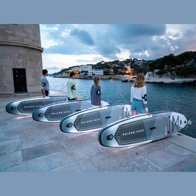 Aqua Marina GLOW 10'4" All-Around Inflatable Stand Up Paddle Board (iSup) with Ambient Light System - SUP Paddle