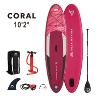 Thumbnail for Aqua Marina 10’2” Coral 2021 Inflatable Paddle Board All-Around Advanced SUP - Good Wave Canada