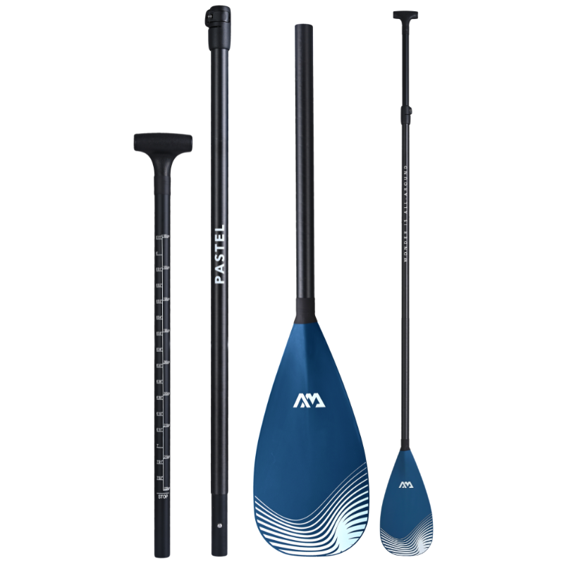 Aqua Marina PASTEL 2023 Adjustable Hybrid Fiberglass/Carbon SUP Paddle Navy all parts front