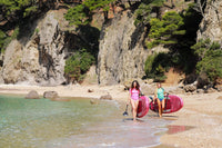 Thumbnail for Aqua Marina 10’2 Coral Inflatable Paddle Board carrying beach