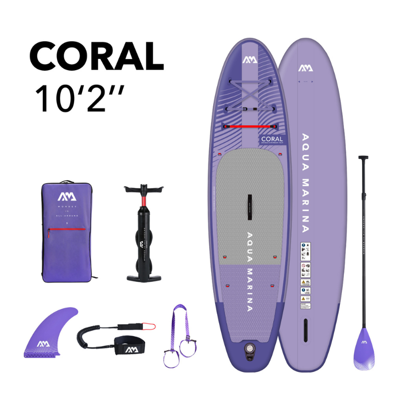 Aqua Marina 10’2” Coral 2023 Inflatable Paddle Board All-Around Advanced SUP Night Fade package