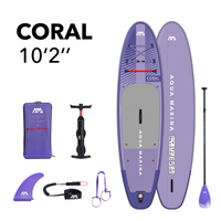 Thumbnail for Aqua Marina 10’2” Coral 2023 Inflatable Paddle Board All-Around Advanced SUP Night Fade package
