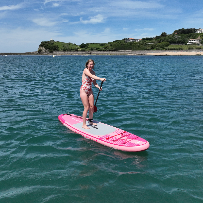 Aqua Marina 10’2” Coral 2023 Inflatable Paddle Board All-Around Advanced SUP Raspberry in the water