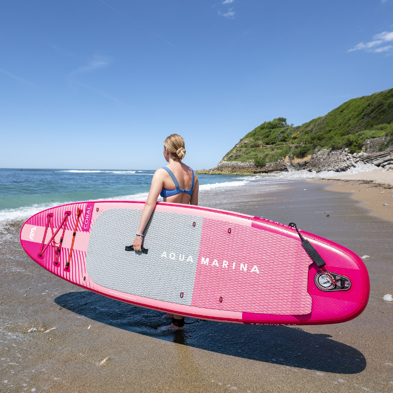 Aqua Marina 10’2” Coral 2023 Inflatable Paddle Board All-Around Advanced SUP Raspberry actual size