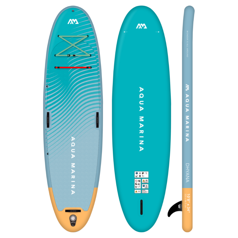 Aqua Marina 10’8” Dhyana 2023 Fitness Inflatable Paddle Board SUP front side back