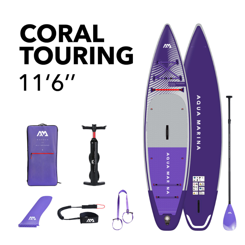 Aqua Marina 11’6” Coral 2023 Touring Inflatable Paddle Board SUP Night Fade package
