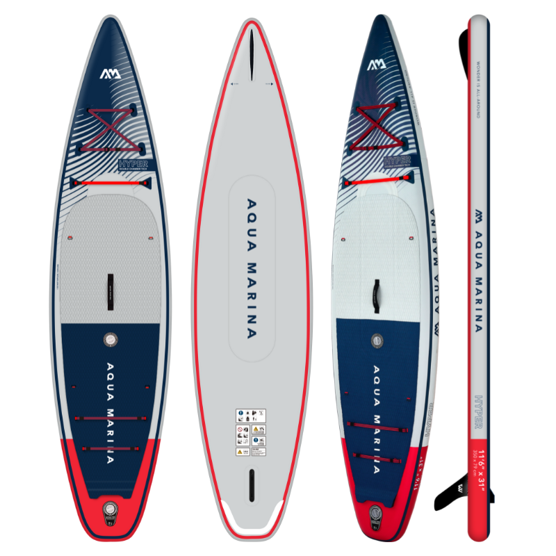 Aqua Marina 11'6" Hyper 2023 Touring Inflatable Paddle Board SUP Navy front side back