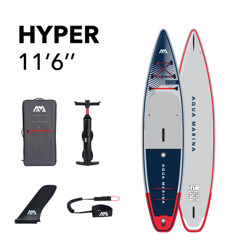 Aqua Marina 11'6" Hyper 2023 Touring Inflatable Paddle Board SUP Navy package