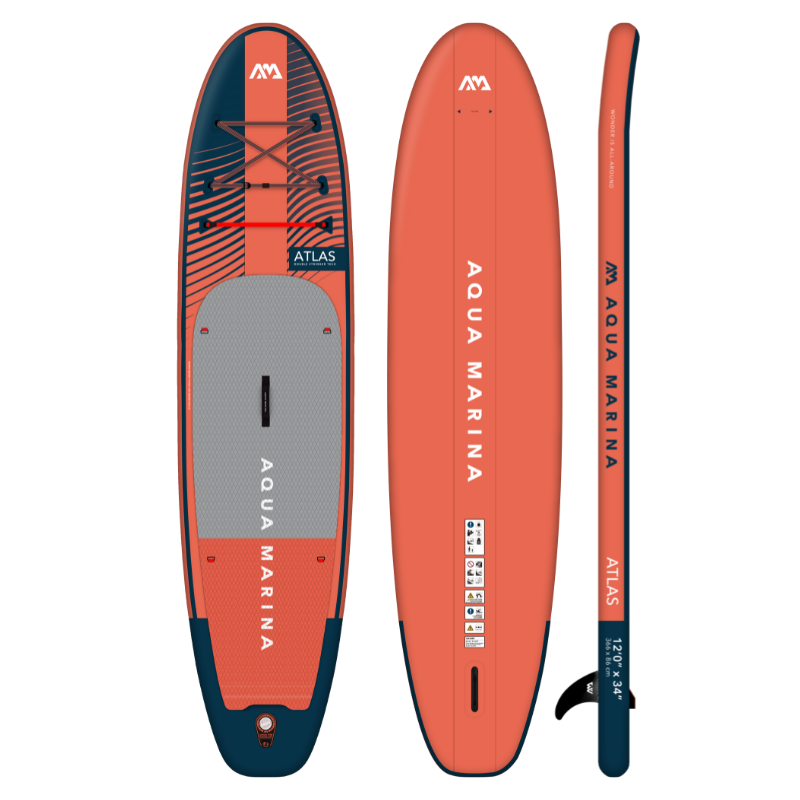 Aqua Marina 12’0” Atlas 2023 Inflatable Paddle Board All-Around Advanced SUP front side back