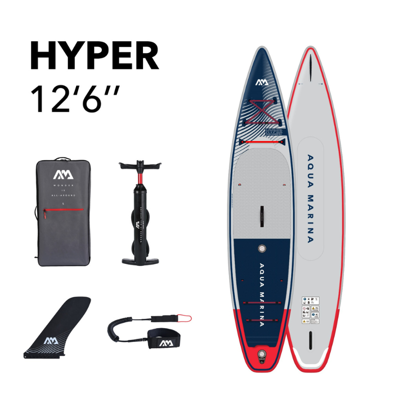 Aqua Marina 12'6" Hyper 2023 Touring Inflatable Paddle Board SUP Navy package