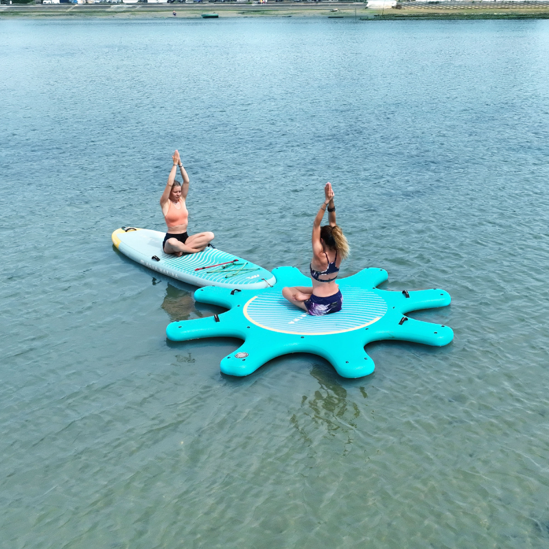 Aqua Marina 9'6" Yoga Dock 2023 Fitness Inflatable SUP in action