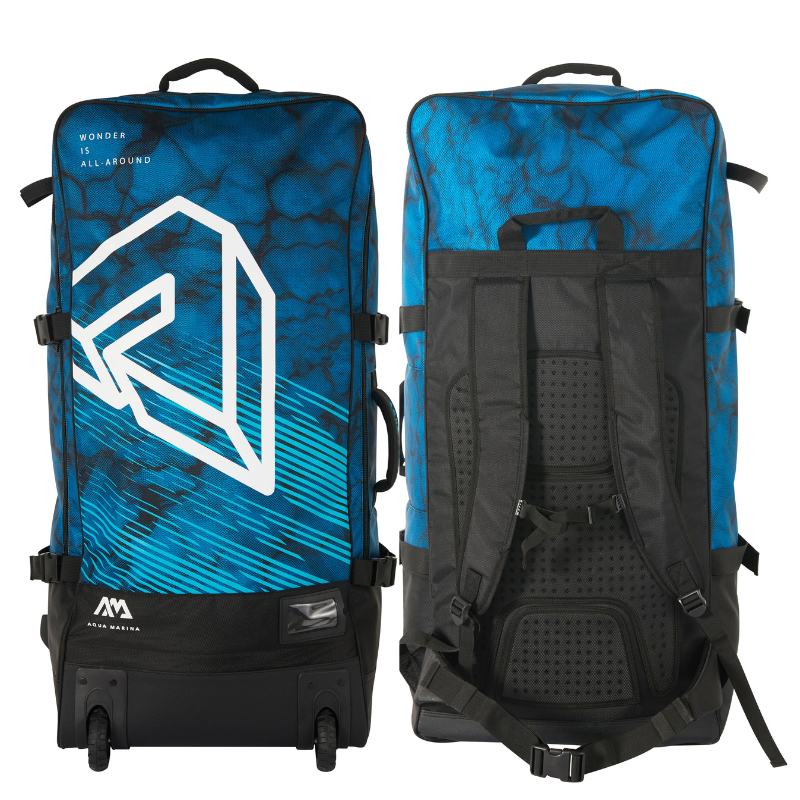Aqua Marina 90L Premium Luggage Bag with Rolling Wheel Blueberry front back