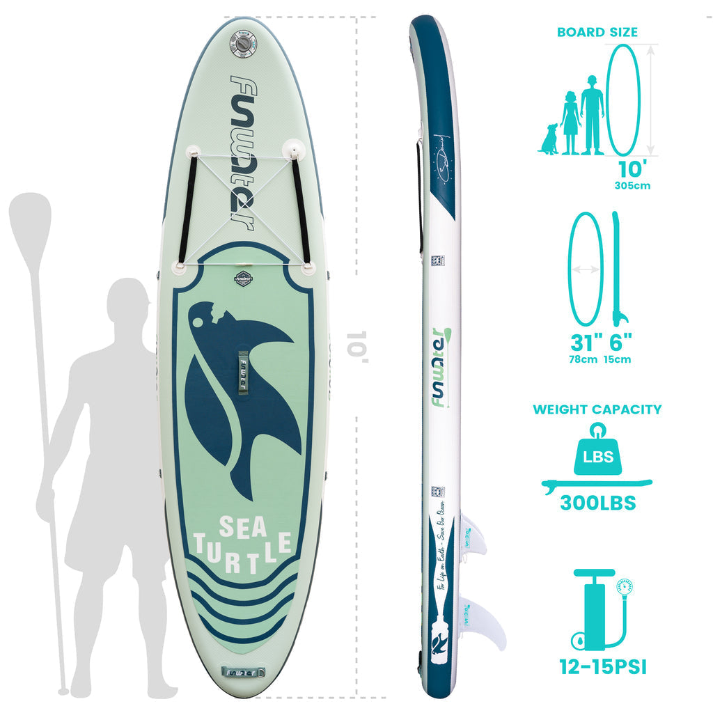 Funwater Marine Turtle 10'6" Inflatable Paddle Board SUP - Good Wave Canada